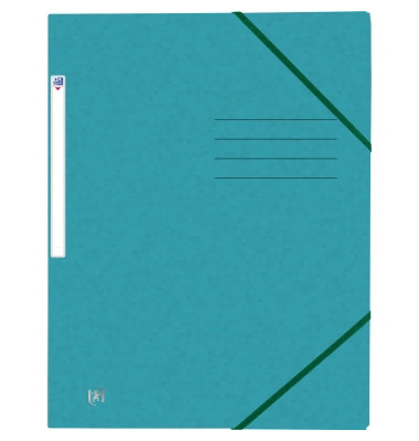 Eckspannmappe TOP FILE+ 400116326, A4 aqua Karton 390g, f&uuml;r ca. 200 Blatt  (80 g/m&sup2;), mit 3 Einschlagklappen