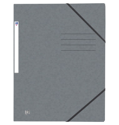Eckspannmappe TOP FILE+ 400116327, A4 grau Karton 390g, f&uuml;r ca. 200 Blatt, mit 3 Einschlagklappen