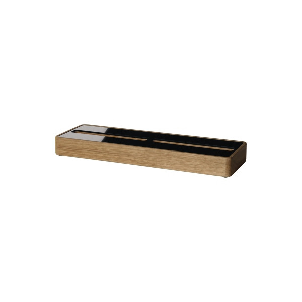4004360815669 - Visitenkartenständer 90 x 60 mm (B x H) nicht gefüllt 60 Karten Massivholz Acryl eiche schwarz 4004360815669 Sigel