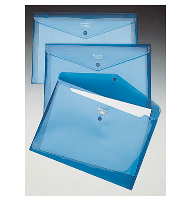 Dokumententasche Active Folder 16129bu, A4 quer, transparent blau, Polypropylen (PP), Druckknopfverschluss
