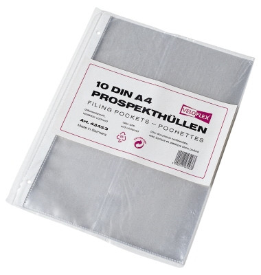 Prospekth&uuml;llen 4345300 dokumentenecht, A4 glasklar glatt, oben offen, 0,08mm