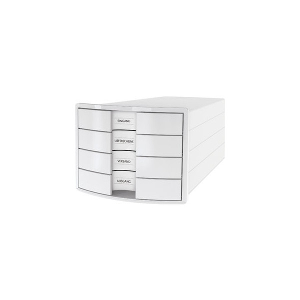4012473101791 - - Schubladenbox impuls 4 Schubladen din A4 din C4 Polystyrol Gehäusefarbe weiß Farbe der Schublade weiß