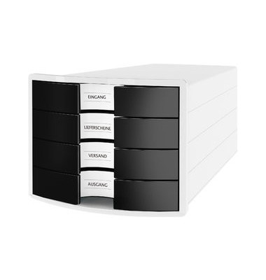 Schubladenbox Impuls 1012-32 weiß/schwarz 4 Schubladen geschlossen