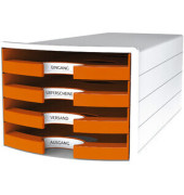 Schubladenbox Impuls 1013-51 weiß/orange 4 Schubladen offen
