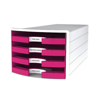 Schubladenbox Impuls 1013-56 weiß/pink 4 Schubladen offen