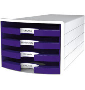 Schubladenbox Impuls 1013-57 weiß/lila 4 Schubladen offen