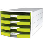 Schubladenbox Impuls 1013-50 weiß/lemongrün 4 Schubladen offen