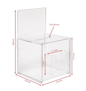 Einwurfbox 21 x 36,8 x 21 cm (B x H x T) ohne Schloss inkl. Zusatzfach, Infoschild DIN A5 quer Acryl glasklar