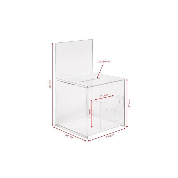 4004360832505 - Einwurfbox 21 x 368 x 21 cm (B x H x T) ohne Schloss inkl Zusatzfach Infoschild DIN A5 quer Acryl glasklar 4004360832505 Sige