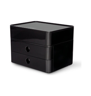 Schubladenbox Smart-Box Plus Allison 1100-13 schwarz/schwarz 2 Schubladen geschlossen mit Utensilienbox