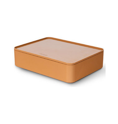 Aufbewahrungsbox ALLISON 1110-83 mit Deckel, für A5, außen 260x195x68mm, Kunststoff caramel brown
