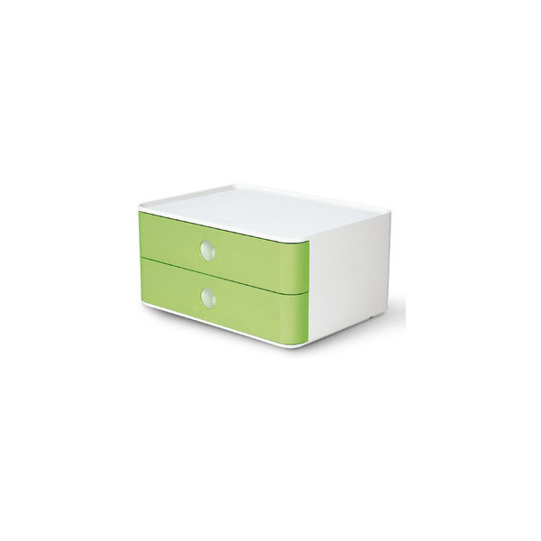 4012473112056 - - Schubladenbox allison smart-box 2 Schubladen din A5 abs Kunststoff Gehäusefarbe snow white Farbe der Schublade lime green