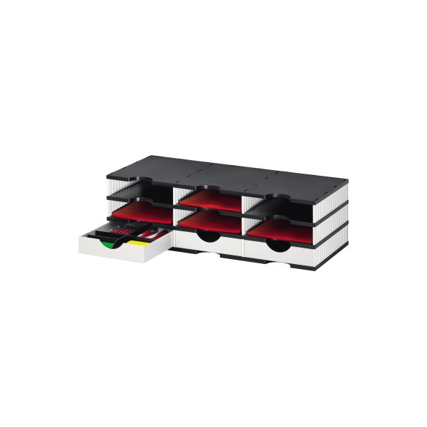 7612176082136 - Dokumentenablage styrodoc trio Grundeinheit 723 x 223 x 331 cm (B x H x T) Polystyrol weiß schwarz 7612176082136 Styro
