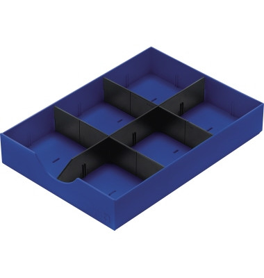 Schublade styrodoc 23 x 5,3 x 32 cm (B x H x T) geschlossen inkl. 1 Längststeg, 2 Querstege Polystyrol blau