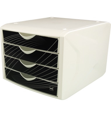 Schubladenbox the chameleon Black King H61295-95 weiß/schwarz 4 Schubladen geschlossen Schubladenbox the chameleon Black King H61295-95 weiß/schwarz 4 Schubladen geschlossen