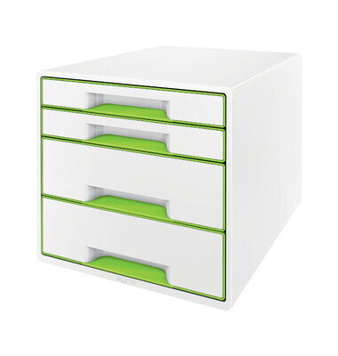 Schubladenbox Wow Cube 5213-20-54 perlweiß/grün metallic 4 Schubladen geschlossen