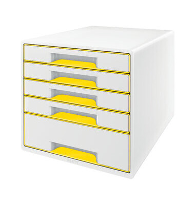 Schubladenbox Wow Cube 5214-20-16 perlweiß/gelb metallic 5 Schubladen geschlossen