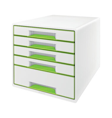 Schubladenbox Wow Cube 5214-20-54 perlweiß/grün metallic 5 Schubladen geschlossen