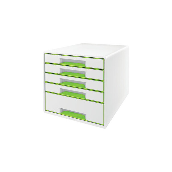 4002432123582 - AKTION LEITZ Schubladenbox WOW Cube  perlweiß grün 52142054 DIN A4 mit 5 Schubladen 1 St mit Prämie nach Registrierung