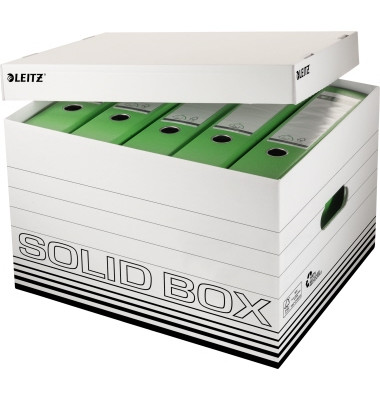 Archivbox Solid L 34,6 x 30,5 x 45 cm (B x H x T) DIN A4 mit Archivdruck weiß/schwarz