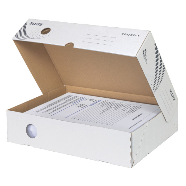 4002432118229 - Archivschachtel easyboxx 8 x 25 x 35 cm (B x H x T) DIN A4 mit Archivdruck Wellpappe 100 % recycelt weiß 4002432118229 Leitz