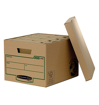 Bankers Box Archivbox Earth Series 32,5 x 26 x 37,5 cm (B x H x T) DIN A4 mit Archivdruck Karton, 100 % recycelt braun