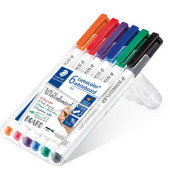 Boardmarker Lumocolor 301 pen, 301-WP6, Etui, 6-farbig sortiert, 1mm Rundspitze