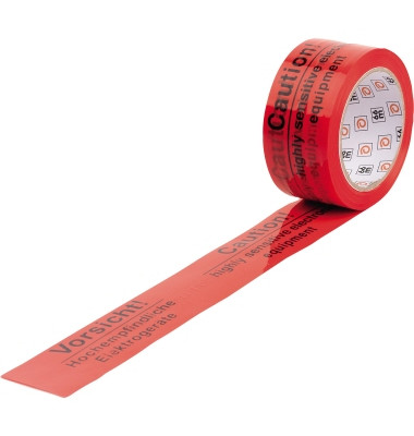 Signalklebeband 60 mm x 50 m (B x L) Polypropylen rot Vorsicht-Elektrogeräte