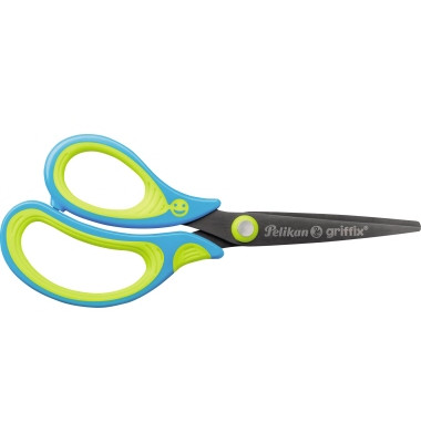 Bastelschere griffix® 150mm Edelstahl, titanbeschichtet Neon Fresh Blue Linkshänder