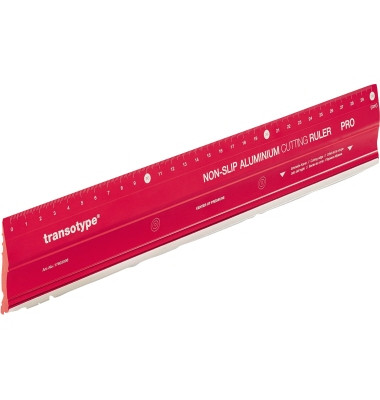 Schneidelineal PRO 30cm ohne mm-Facette auf beiden Seiten Aluminium rot