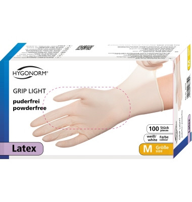 Einmalhandschuhe Hygonorm Grip Light 26719 Lebenmittelecht weiß Größe L/9 Latex