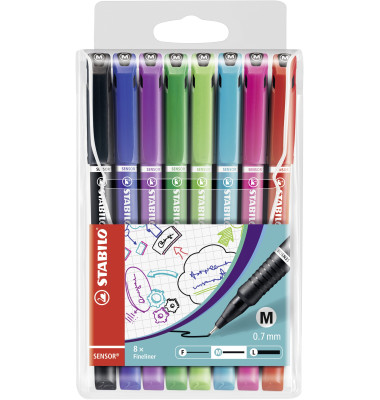 Fineliner SENSOR® 0,7mm grün, rot, blau, schwarz, hellgrün, türkis, pink, lila