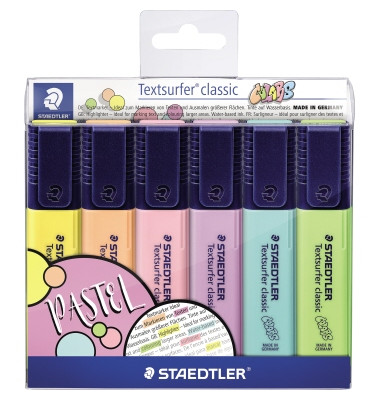 Textmarker colors, 364 CWP6, Etui, farbig sortiert (sonnengelb/pfirsich/karmin/lavendel/mint/limettengr&uuml;n), 1-5mm Keilspitze