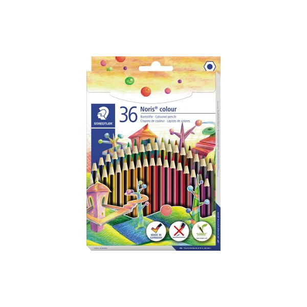 5 Stück Staedtler Buntstifte-Set Noris colour 185, 185 CD36, farbig sortiert, sechskant, Packung 4007817038734 Staedtler 36 Stück