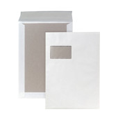 Papprückwandtasche DIN C4 mit Fenster 120g/m² mit Haftklebung Papier weiß