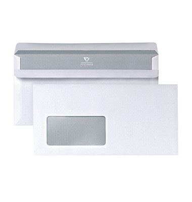 Briefumschlag DIN lang 220 x 110 mm (B x H) mit Fenster 75g/m² mit Selbstklebung Papier weiß