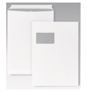 Versandtasche DIN C4 229 x 324 mm (B x H) mit Fenster 120g/m² mit Haftklebung Papier weiß