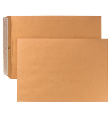 Versandtasche DIN E4 280 x 400 mm (B x H) ohne Fenster 150g/m² mit Haftklebung Papier braun
