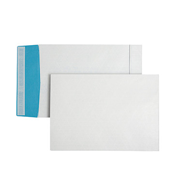 Faltentasche DIN B4 250 x 353 mm (B x H) ohne Fenster Haftklebung Papier weiß/blau