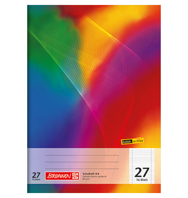 Schulheft 10-4492702, Lineatur 27 / liniert mit Rand innen/au&szlig;en / keine, A4, 80g, regenbogen, 16 Blatt / 32 Seiten