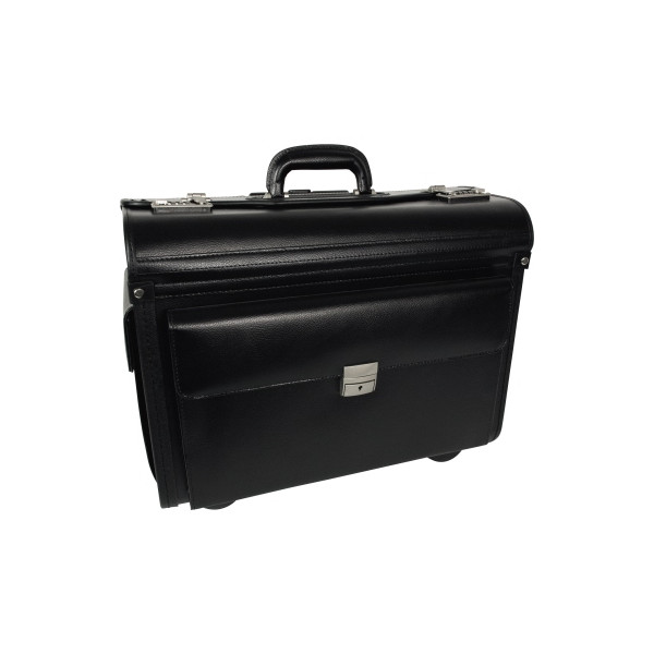 4003630011237 - Alassio Pilotenkoffer LEIPZIG 5174 Zahlenschloss Teleskopgriff Leder schwarz   4003630011237 Soennecken