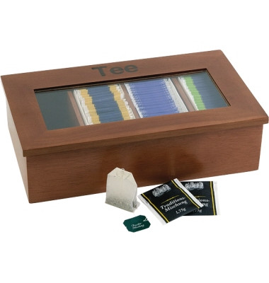 Teebox 33,5 x 9 x 20 cm (B x H x T) Holz rotbraun Tee
