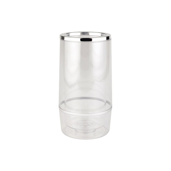 4004133360327 - Flaschenkühler außen H 225 x ø 115 mm innen H 180 x ø 97 mm doppelwandig Chromrand Kunststoff silber-transp 4004133360327 - Flaschenkühler außen H 225 x ø 115 mm innen H 180 x ø 97 mm doppelwandig Chromrand Kunststoff silber-transp