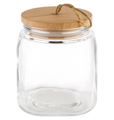Vorratsglas WOODY 14 x 17 cm (Ø x H) 2l Glas/Holz/Silikon transparent