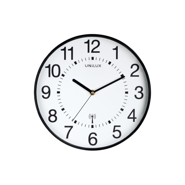 3595560024186 -  Funkwanduhr Wave 400094561 weiß schwarz 30cm rund analog 3595560024186 Unilux