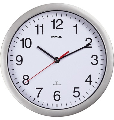  Funkwanduhr MAULrun 9052595, silber, 25cm, rund, analog