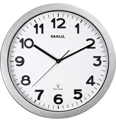  Funkwanduhr MAULstep 90535-95, silber, 35cm, rund, analog