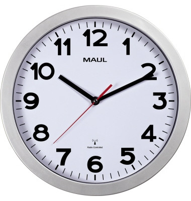 Funkwanduhr MAULstep 90530-95, silber, 30cm, rund, analog