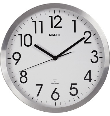 Funkuhr MAULmove 30cm Innenbereich Aluminium, gebürstet