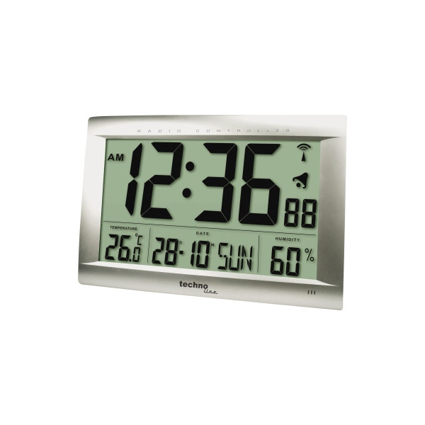 4029665080093 -  Funkuhr WS 8009 silber rechteckig digital 4029665080093 Technoline